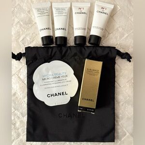 Authentic Chanel Beauty 6 skincare travel products with Chanel pouch